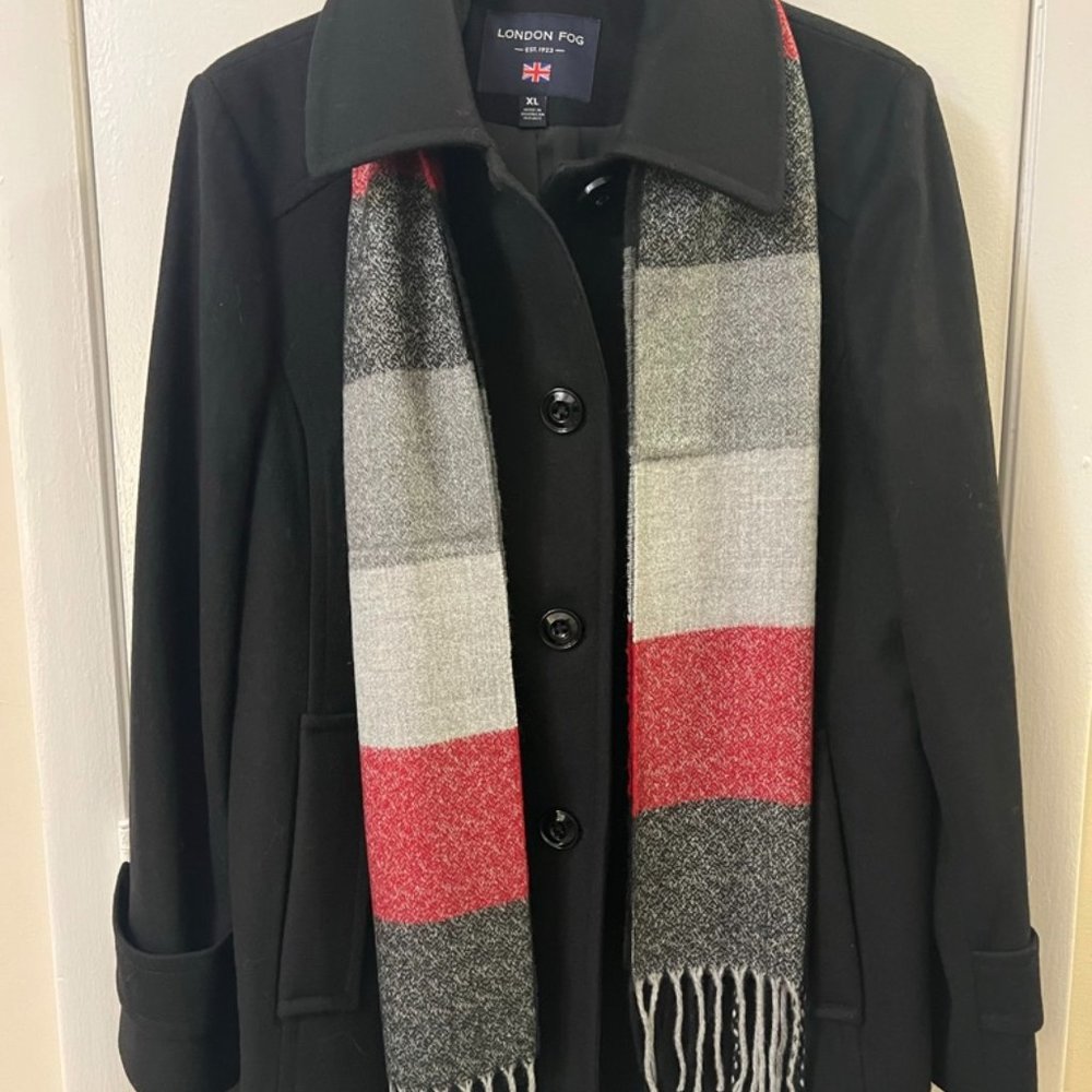 London Fog Wool Pea Coat — XL — Black — New NWT